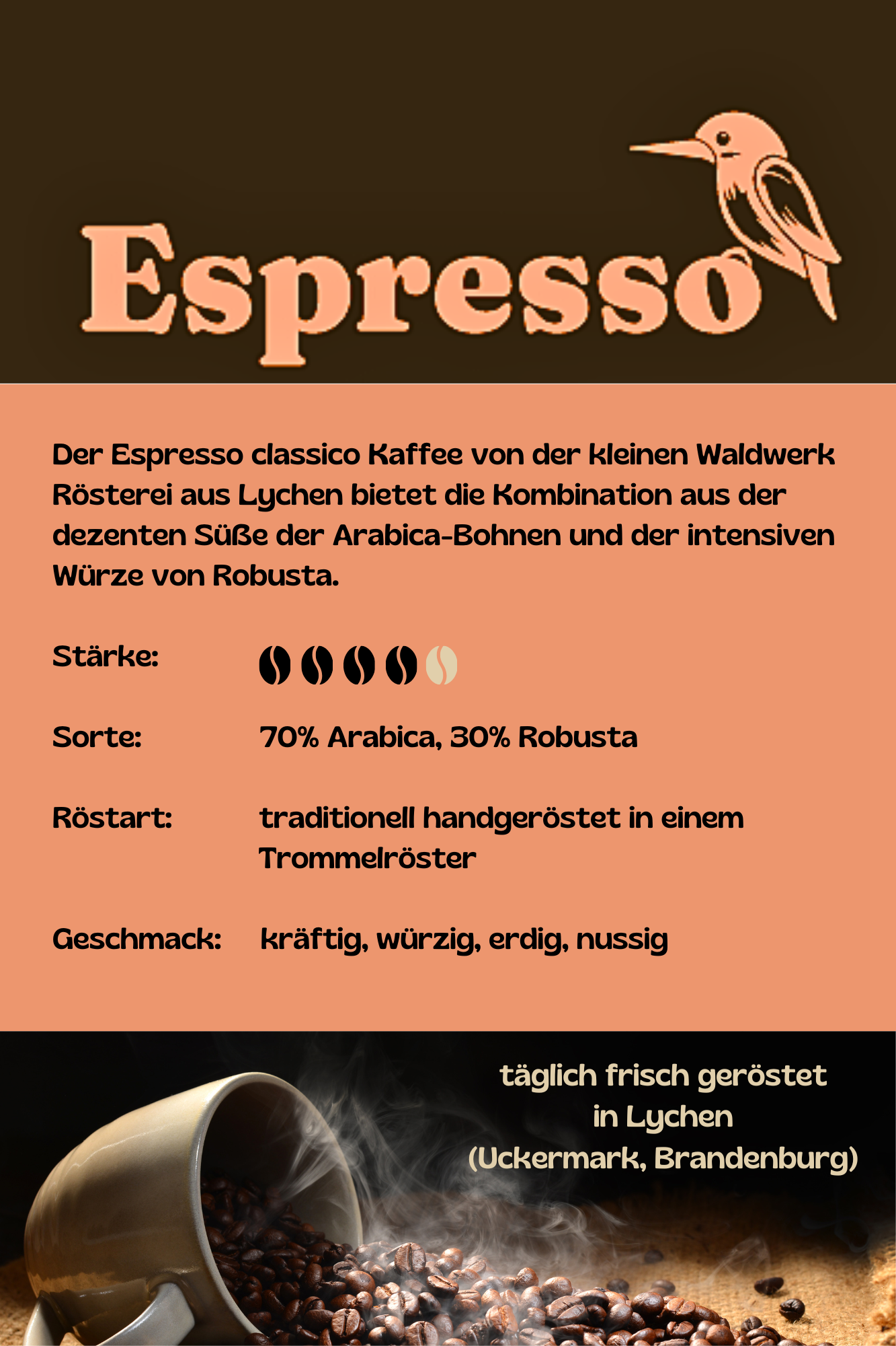 Espresso - Kaffebohnen - Geröstet in Lychen von der Waldwerk Rösterei – Bild 6